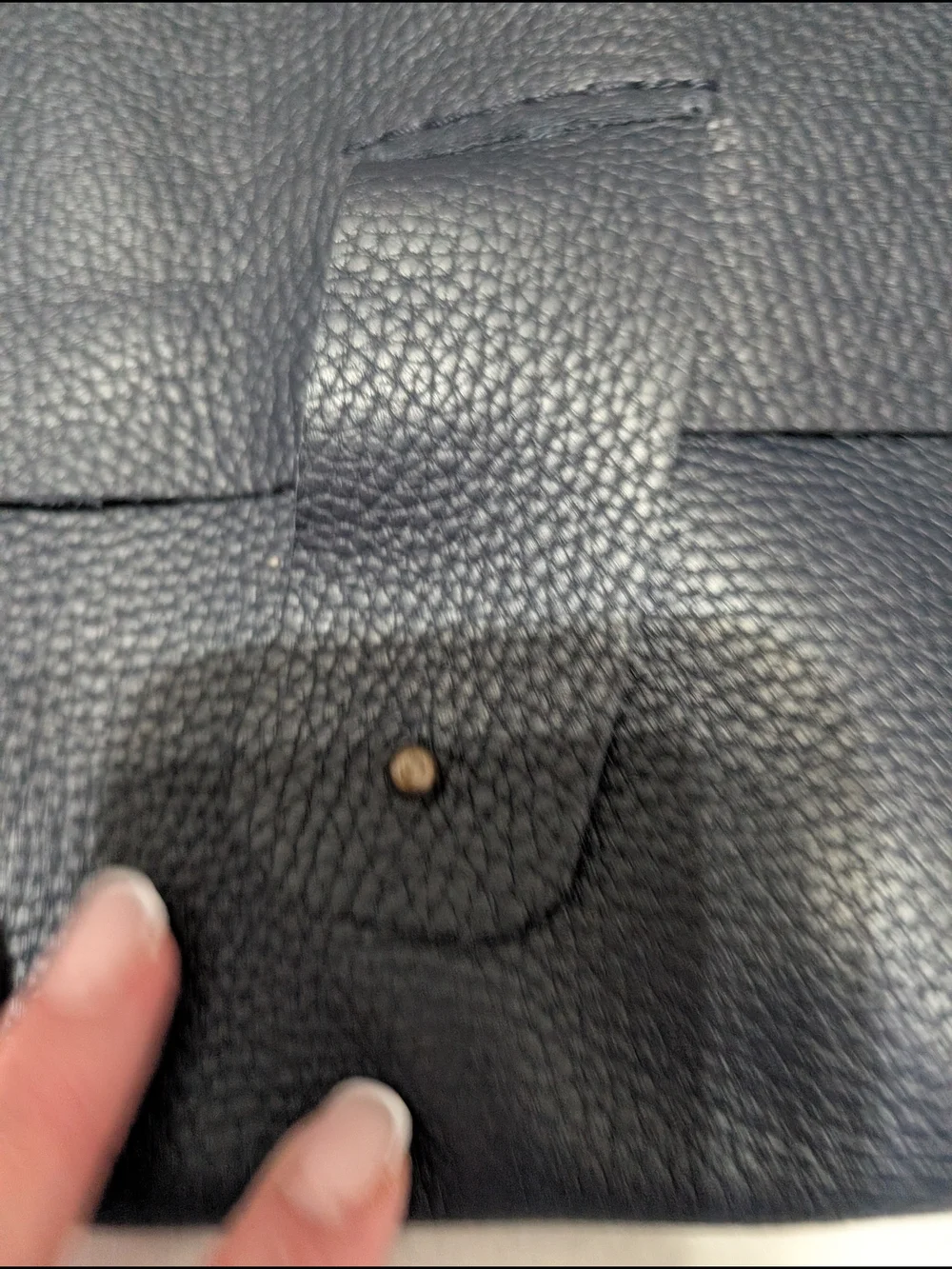 Classic Leather  Tote - Sleek Pebbled Finish Navy